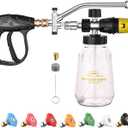FENG PAI Pressure Washer Foam Cannon Gun Kit with Dual Connector Accessory, Car Wash Foam Gun for Car Washing and Cleaning, 1/4" Quick Connect with 7pcs Nozzles, Dual Adjustable Snow Foam Lance