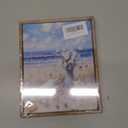 Framed Blue Ocean Beach Canvas Wall Art Coast Seashell Starfish painting Decor Pictures Blue Seaside White Daisy Posters Prints for Modern Coastal Themed Home Decoration Bathroom Room Decoration (10"L x 8"W)