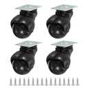 PATIKIL 1.5 Inch Ball Caster Wheels Set of 4, 360 Rotating Swivel Top Plate Wheels 298 lbs Total Capacity Caster with M4 Screws for Furniture Table Cabinet Black