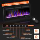 BETELNUT 40" Electric Fireplace Wall Mounted and Recessed with Remote Control, 750/1500W Ultra-Thin Wall Fireplace Heater W/Timer Adjustable Flame Color and Brightness, Log Set & Crystal Options