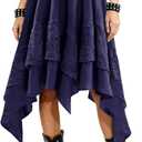 Bridesmay Women's Renaissance Skirt Flowy lace Tiered Asymmetrical Fairy Midi Skirts (Purple, S)