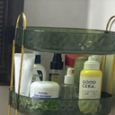 COMVTUPY 360° Rotating Makeup Organizer - Large Capacity Makeup Skincare Perfume Organizer Bathroom Organizer for Countertop Green 2 Tier