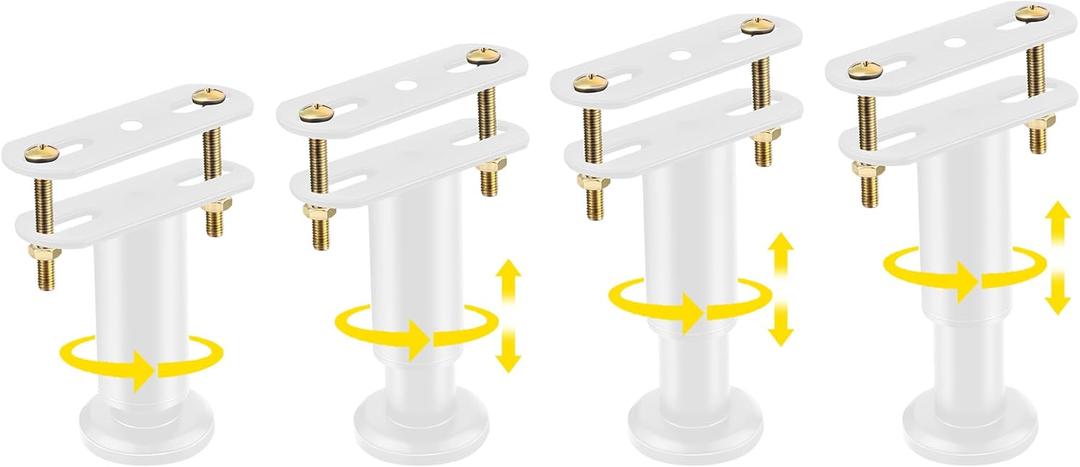 4 Pcs Adjustable Height Bed Support Legs [with Screws] 4.72-7.48 Inch, Metal Heavy Duty Bed Replacement Legs Bed Slats Support Legs for Bed Frame/Bed Center Slat/Furniture (White)