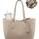 LOVEVOOK Laptop Tote Bag for Women 15.6 In Work Bags with Triple Compartments Large Faux Leather Computer Office Briefcase