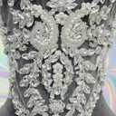 Handmade Rhinestones Lace Bodice Applique Sew on Beads Sequins Trimming Patches for Dress Clothing Accessories 1Pcs/Bag (Silver)