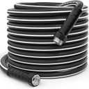 GREENER Heavy Duty 50FT Hybrid Garden Hose Dia.5/8 Inner Durable Rv Garden Hose with Grip Handle 150PSI High Burst Strength Industrial Water Hose for All Weather Outdoor (Black)