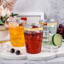 DaYammi 200 Pack Gold Plastic Cups 10 Oz Clear Cup Gold Rimmed Disposable Wine Glasses Fancy Disposable Party Cups Tumblers Drinking Cup Plastic Cocktail Glasses gold disposable cups for Party Wedding