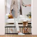 Dog Gate Indoor,18"-45" Adjustable Extra Wide Metal Short Dog Gate to Step Over, 10" Tall Small Pet Gate with 3 Extension Kits, Pressure Mounted for Doorways & Stairs Black