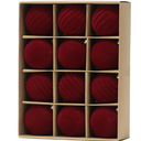 Senjie 3.15inch Burgundy Velvet Christmas Ornaments Balls Flocked Christmas Tree 12PCS Plastic Balls Xmas Hanging Ornaments Decoration Red