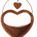 Metal Plant Hanger Outdoor & Indoor - Heart-Shaped Rustic Hanging Planter with Hook for Garden Window Wall, for Mom Grandma Women