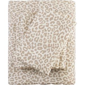 Twin Leopard Sheets, Beige Cheetah Pattern Sheets with Elastic Corner Straps, Cozy Soft Animal Print Bedding