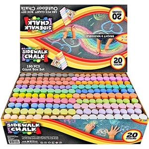 Amazon.com: JOYIN 180 PCS Washable Sidewalk Chalks Set in 20 Colors Non-Toxic Jumbo Chalk for Outdoor Art Play, Painting on Chalkboard, Blackboard and Playground : Everything Else