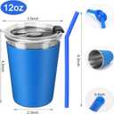 Kids Cups with Lids and Straws, 12oz Kids Tumblers with Straws and Lids Spill Proof Cups for Kid Stainless Steel Sippy Cup for School, Outdoor, 5 Pack