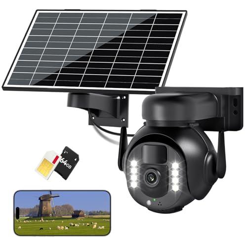 NEYESECU 4K 8MP 4G LTE Cellular Security Camera, Outdoor Wireless Camera with Integrated SIM, Night Vision, Two-Way Audio, PIR Motion Detection, IP66 Weatherproof, SD Card Playback.