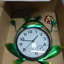 Outdoor Clock Silent Non-Ticking, Frog Outdoor Wall Clock with Thermometer & Humidity Decorative Outdoor Clocks for Patio, Garden, Home Decor