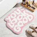 You Look Good Bathroom Rugs, Funny Bath Mat with Cute Words, Cool Welcome Door Mat, Non Slip Microfiber Washable Absorbent Shower Mat, Indoor Rugs for Bathroom Bedroom Kitchen Living Room Decor
