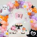 Halloween Balloon Arch Kit Pink, 18" 10" Balloons with Ghost Bat Foil Balloons for Halloween Baby Shower Decorations Happy Boo Day Party Supplies Outdoor Indoor Decors