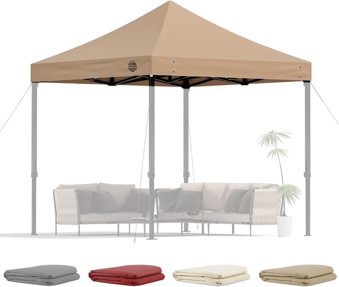 Replacement Canopy Top for Pop Up Canopy Tent,Heavy Duty 600D Oxford Fabric Outdoor Tent Cover (Khaki,10x10 TOP ONLY)