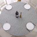 Walrus Round Vinyl Fitted Tablecloth with Flannel Backing Elastic Edge Design Table Cover Waterproof Oil-Proof PVC Table Cloth Stain-Resistant Best for 45"-56" Round