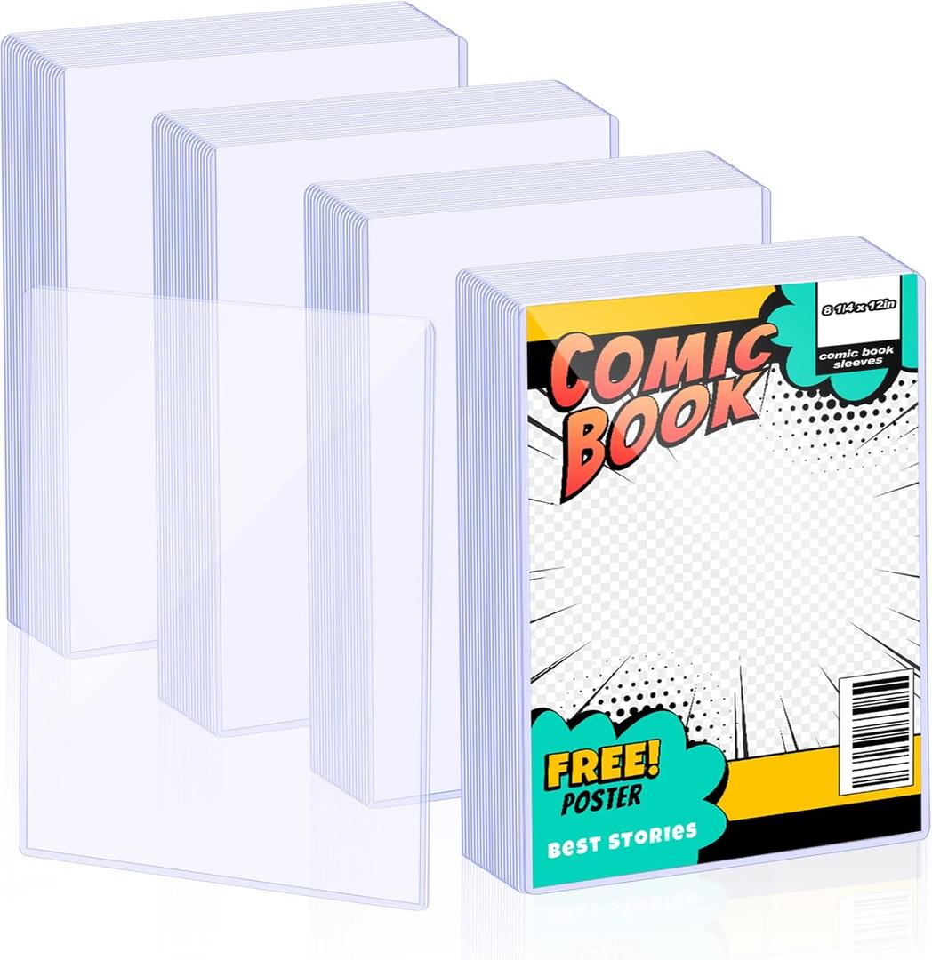 40 Pcs Clear Comic Magazine Sleeves Holder for Collectible Trading Plastic Thick Hard Card Protective Sleeves Holder for Sports Novel Paper Baseball Card (A4, 8.7 x 12.1 Inch)