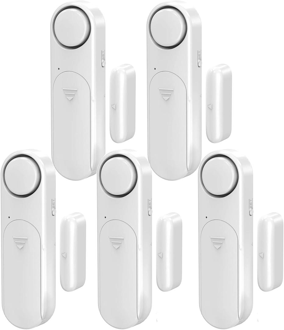 Window and Door Alarm When Opened (5 Pack) for Kids Safety/Home Security, Sliding Front Door Opening Sensor Alarms for Dementia, 120dB Burglar Alert, Ideal for Business, Garage, Apartment,House, White