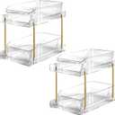 LAREKUN2pack 2-Tier Organizer & Storage Unit Stackable Bathroom Cabinet Organizer Pull-Out Kitchen Pantry Organizer & Storage System Suitable for Countertops, Pantries, Kitchens, Bathrooms