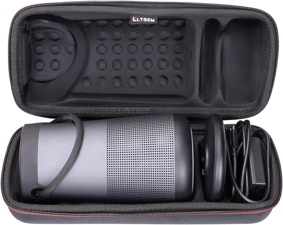 LTGEM Travel Protective Case for Bose SoundLink Revolve+ or Revolve+ (Series II) Portable & Long-Lasting Bluetooth 360 Speaker (Fits Charging Cradle, AC Adaptor and USB Cable) (Black)