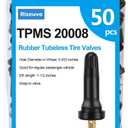 Riseuvo 50 Pcs TPMS 20008 Rubber Valve Stems - Snap-in Replacement for TPMS Sensors, Fits 0.453" Rim Hole for Cars, Trucks, SUVs