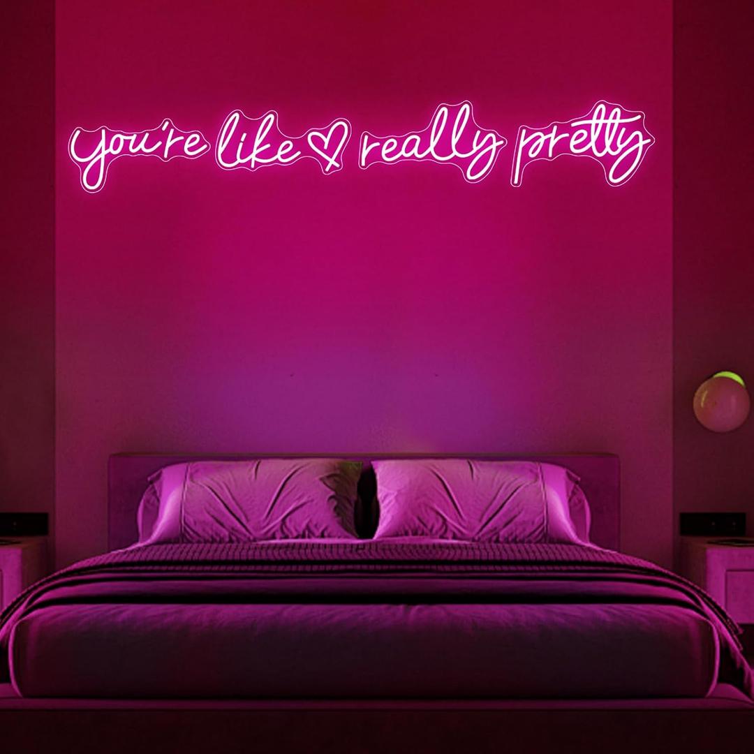 You're Like Really Pretty Neon Sign, Led Neon Light for Wall Decor,Light Up Sign for Wedding, Engagement,adapter Powered Led Neon Signs for Bedroom DecorSuper Large Style/88.2in