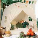 Sumbababy Large Teepee Tent for Kids: with Star Lights & Flags - Tent for Kids Indoor Toddler Teepee for Boys & Girls - Toddler Playhouse Inside Canopy Bed for Playroom Gift Toys (Cream)