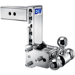 B&W Trailer Hitches Chrome Tow & Stow Adjustable Trailer Hitch Ball Mount - Fits 2.5" Receiver, Tri-Ball (1-7/8" x 2" x 2-5/16"), 7" Drop, 18,000 GTW - TS20049C