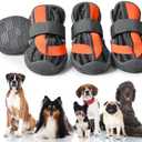 Pack of 2, PETQYS Dog Shoes,Mesh Breathable Dog Boots for Walking Running Hiking,Soft Non-Slip Rugged Rubber Sole Dog Booties with Adjustable Straps 4Pcs,Orange-Size3
