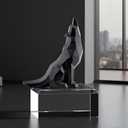Black Wolf Howling Wolf Figurine Statue for Home Decor - 5.8 inches Tall