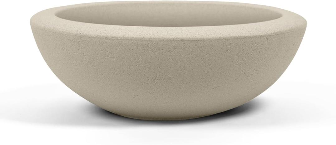ARBORA 26" Santorini Bowl Polyresin Indoor and Outdoor Planter with Classic Cream Finish - Durable, Weatherproof, Lightweight, Large Plant Pot for Patio, Garden, Deck, Entryway, 26" Single