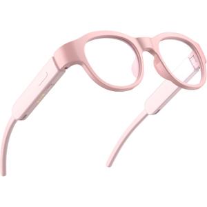 Kids Smart Glasses with LED Lights, Bluetooth 5.4 Open-Ear Audio, Touch Control, Magnetic Charging, Ages 6-12 (Pink)