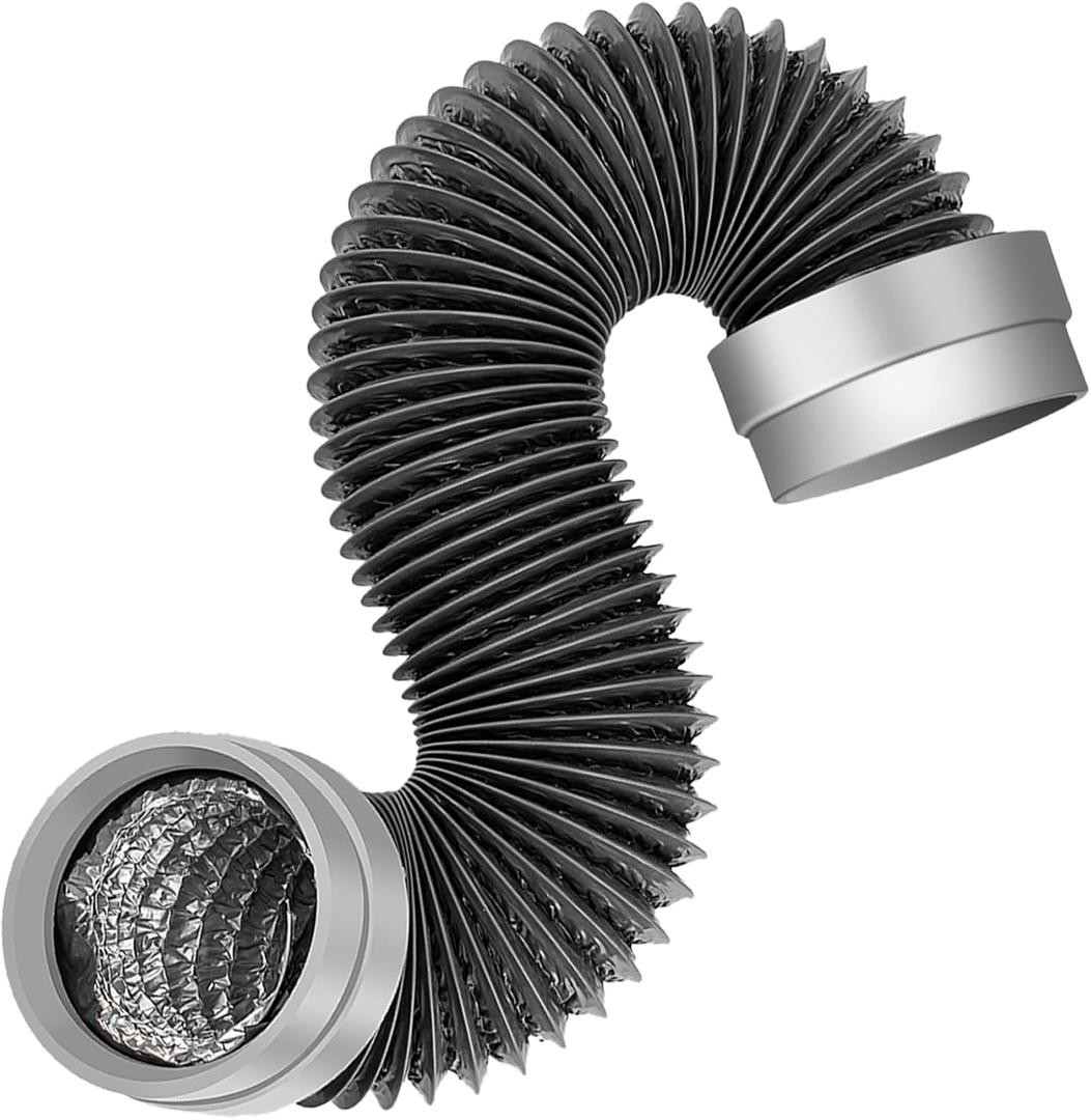 5FT Dryer Vent Hose 4 Inch, 6-Layer Heavy Duty Aluminum Flexible Dryer Duct with Rubber Seal Connectors, Easy-Install Heat Resistant Dryer Exhaust Hose for Tight Spaces, Universal Dryer Hose Vent Kit