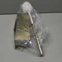 mDesign Steel Square Modern Toilet Bowl Brush and Holder for Bathroom Storage and Organization, Compact Free-Standing Design, Covered Brush - Sturdy, Deep Cleaning - Citi Collection - Soft Brass