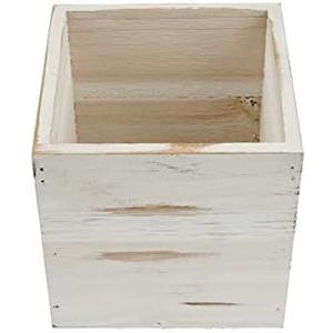 Balsa Circle 2 pcs 5-Inch Natural Whitewashed Wood Rustic Square Planter Boxes Holders Centerpeieces Wedding Decorations Supplies