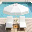 Patio Umbrella Base, 43lbs Outdoor Heavy Duty Square Concrete Stand, Fits 6-12ft Fringe Market Umbrella, Teak Brown