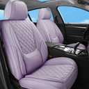Car Seat Covers Full Set Purple, Luxury Faux Leather Waterproof Non-Slip Women Seat Protector Universal Fit for Most Cars SUVs Trucks Pick-ups,Car Interior Accessories(Purple-Full Set)