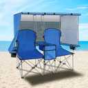 Portable Double Camping Chair with Canopy Shade,Heavy Duty Beach Chairs for Adults,Folding Beach Chair with Cooler Bag for Sports Backyard Fishing OutsideBlue, 60 inches x 36 inches x 54 inches