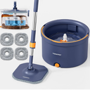 HoMettler Spin Mop and Bucket Set, Mop Bucket with Separate Dirty Water System, Deep-Cleaning Mops for Floors/Wall, Versatile Mops with 4 Microfiber Mop Pads