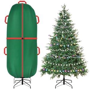 Jumbo Upright Christmas Tree Storage Bag with Zipper & Adjustable Straps - Tear Resistant Cover for 7.5 Foot Assembled Tree