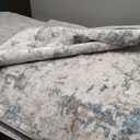 Bavni 8x10 Area Rugs, Abstract Modern Living Room Rugs, Large Machine Washable Rug Non-Slip, Soft Pet Friendly Rugs for Bedroom, Playroom, Dining Room, Indoor, Blue/Ivory