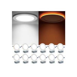 Meconard 12 Pack 6 Inch 5CCT LED Canless Recessed Lighting with Night Light, 2700K/3000K/3500K/4000K/5000K Selectable Ultra-Thin LED Ceiling Lights, 12W=110W, 1050LM, Dimmable Wafer Downlight ETL&FCC