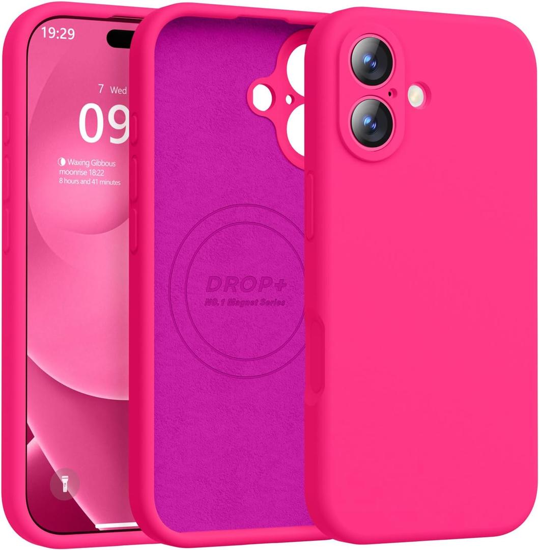 Ktele Magnetic for iPhone 17 Case [Compatible with Magsafe] [Premium Silicone Satin-Smooth Touch] Slim Shockproof Anti-Scratch Microfiber Lining Case, 6.3 inch, Pink