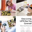 LETO for iPhone 16 Plus Wallet Case - Flip Folio Leather Kickstand - Fashionable Flower Designs - Credit Card Holder - Protective Phone Cover for Women and Girls - 6.7" - Blooming Sunflowers