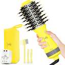 Auto Dual Voltage Hair Dryer Brush with European Travel Plug, Compact 2 Inch Oval Barrel One Step Hair Dryer & Styler Volumizer, Europe Travel Essentials for Women (Lemon)