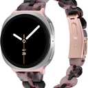 Slim Bands for Samsung Galaxy Watch 9/8 40mm/44mm/8 Classic 46mm Resin Strap,Fashion Lightweight Wristband for Women Men, Color: Tortoise Flower