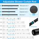 MEXAU 2 Pack Spring Tension Curtain Rods 31-76 Inch Black Shower Curtain Rod No Drilling Adjustable Spring Loaded Curtain Rods 7/8" Diameter Shower Rods for Window Bathroom Closet Doorway Door